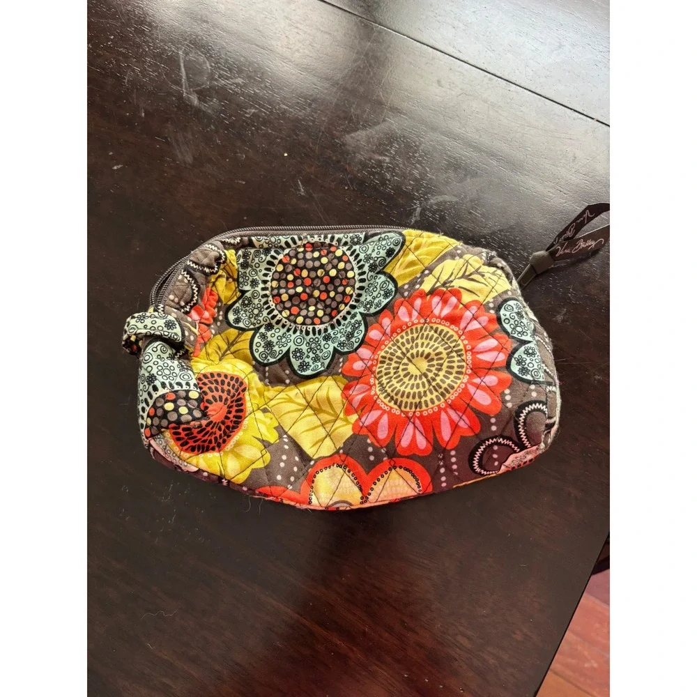 Vera Bradley Sun Valley Floral Quilted Cotton Small Cosmetic Makeup Bag Pouch